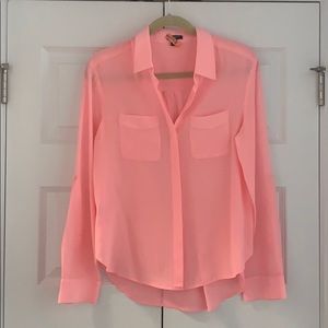 Pink silk button down Ann Taylor